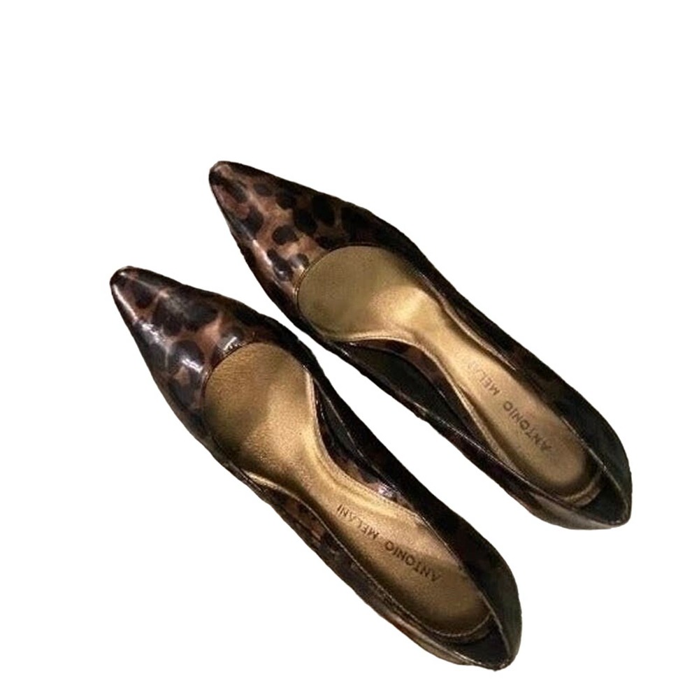 Antonio Melani Leopard Print Patent Leather 2.75” Heels Size 7 1/2M